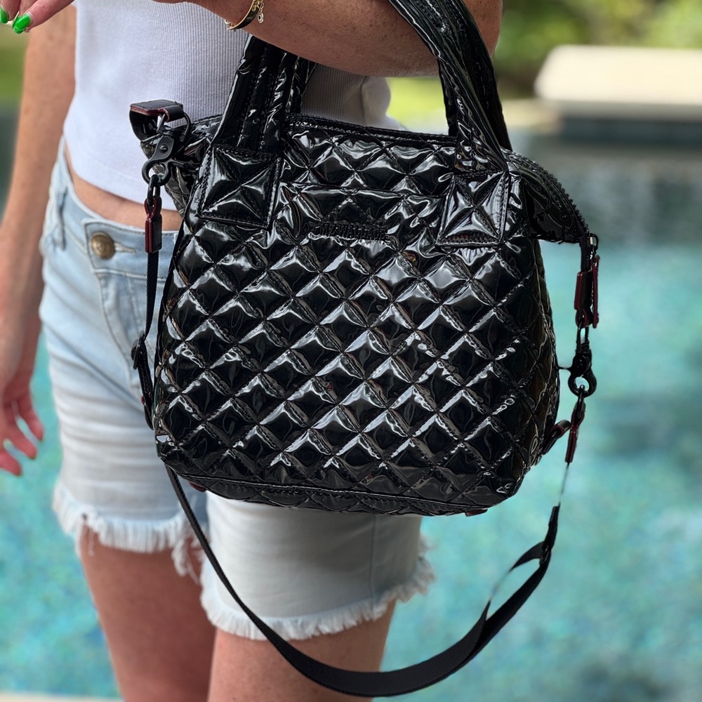 MZ Wallace Black Quilted Shoulder Bag with Versatile Straps